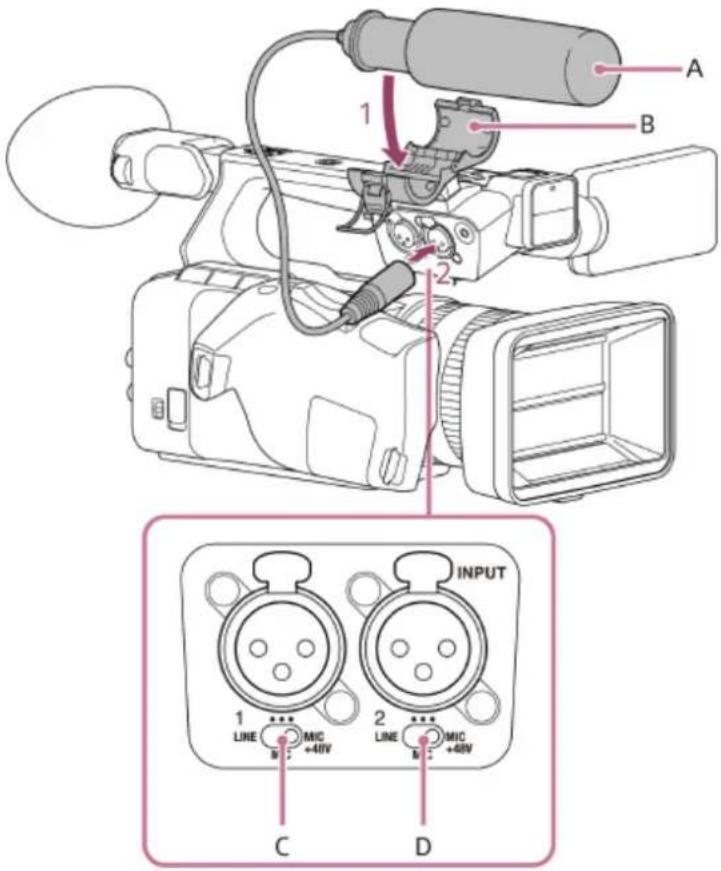A B 1 2 INPUT 1 LINE MIC +40V 2 LINE MIC +60V C D