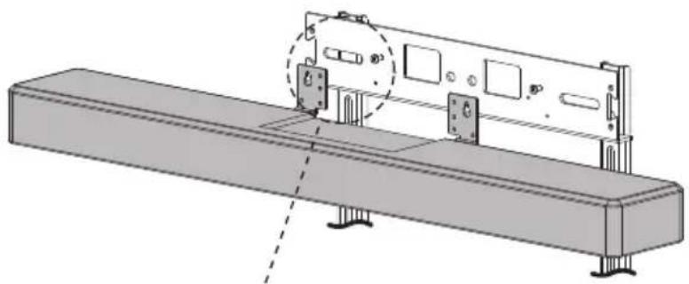 Technical line drawing of a mechanical assembly with a rectangular base and a close-up inset showing a component (no text or symbols)