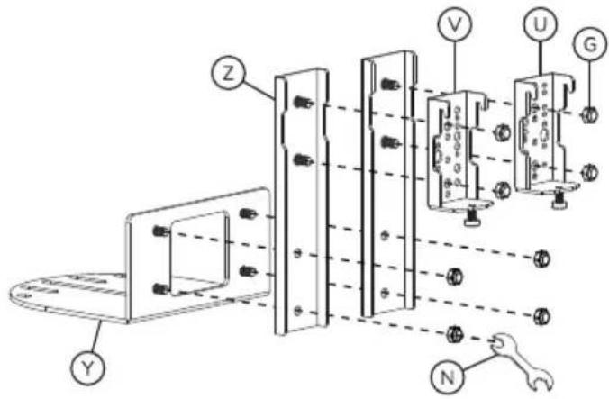 Technical diagram of a mechanical assembly with labeled components and wiring connections