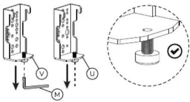 Technical diagram showing two mechanical components with labeled parts and a magnified view of the bolt assembly.