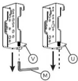 Diagram showing two electrical components with labeled connections: voltmeter V and motor M, connected by wires.