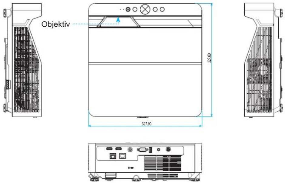 OPTOMA ZK420UST - Rozměry projektoru a stropní instalace - 2
