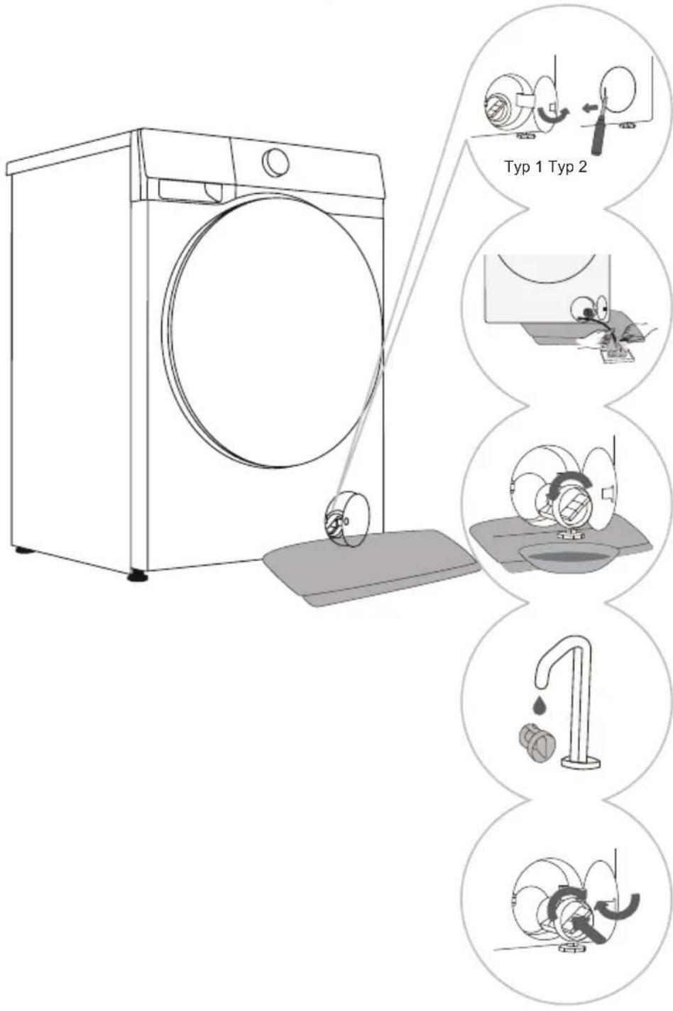 HISENSE WF3S9043BW1 - ČIŠTĚNÍ FILTRU ČERPADLA - 2