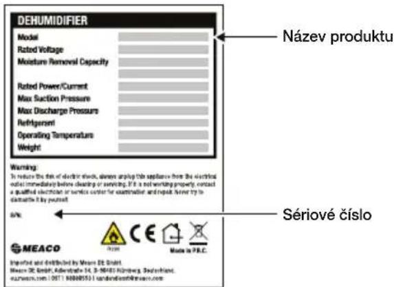 Meaco MaecoDry Arete One - Kde naleznete sériové číslo produktu? - 1