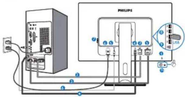 PHILIPS 19P4QYEB - Připojení k počítači - 1