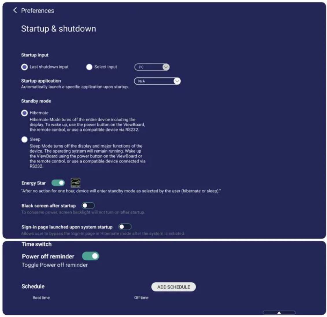 VIEWSONIC IFP6563-2C - Startup &amp; Shutdown (Spuštění a vypnutí) - 1