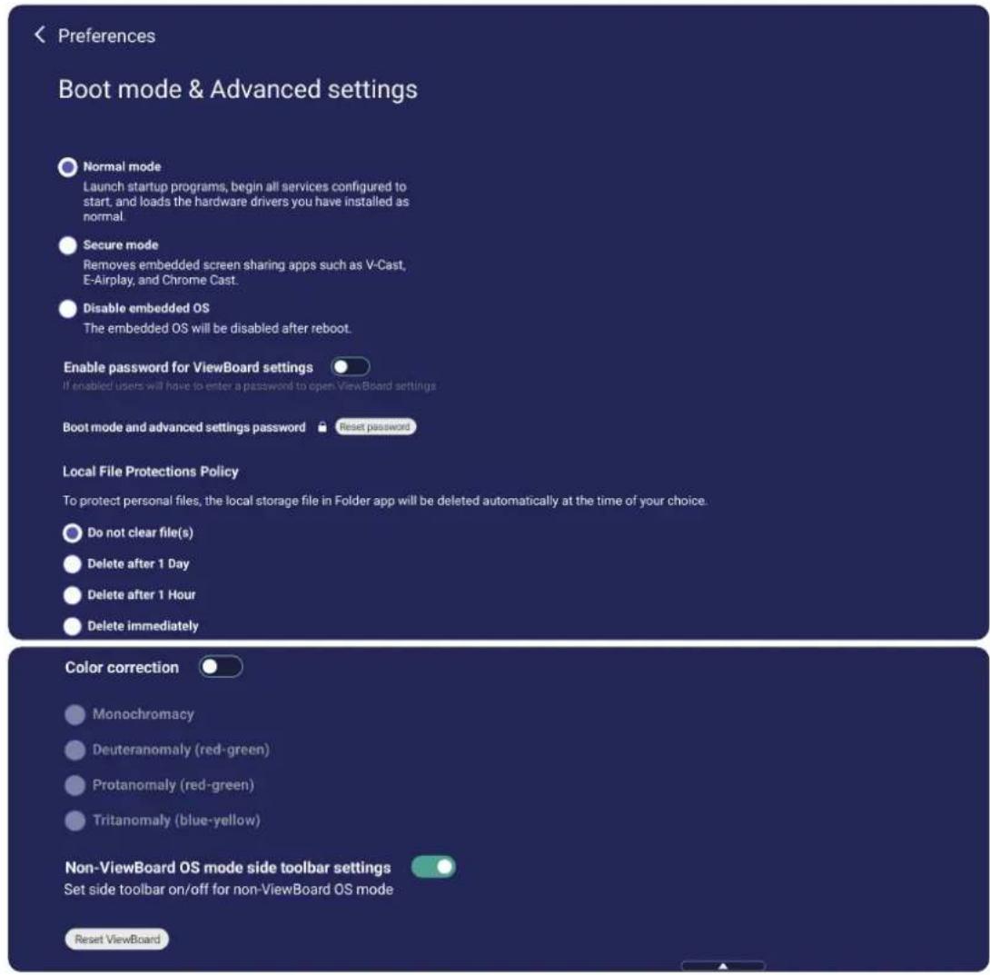 VIEWSONIC IFP6563-2C - Boot Mode &amp; Advanced Settings (Režim spouštění a pokročilá nastavení) - 1