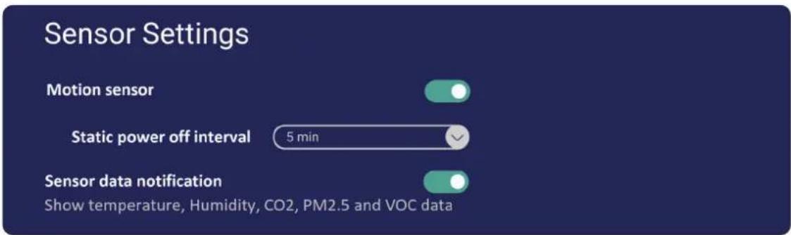 VIEWSONIC IFP6563-2C - Sensor Settings (Nastavení senzorů) - 1