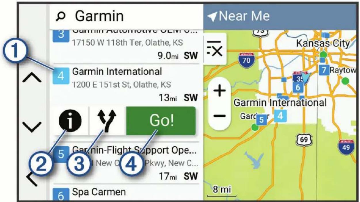 GARMIN DriveTrack 72 - Výsledky hledání polohy - 1