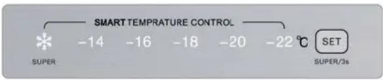 SMART TEMPERATURE CONTROL * -14 -16 -18 -20 -22 °C SET SUPER SUPER/3s