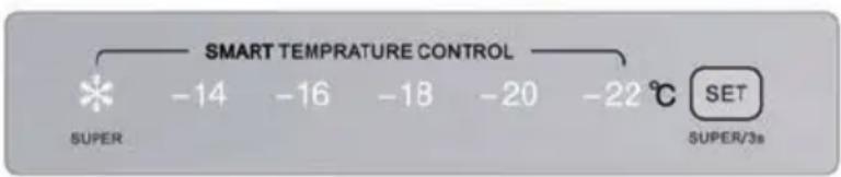 SMART TEMPERATURE CONTROL SUPER -14 -16 -18 -20 -22 °C SET SUPER/3s