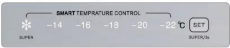 SMART TEMPERATURE CONTROL -14 -16 -18 -20 -22 °C SET SUPER SUPER/3s