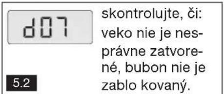 d07 skontrolujte, či: veko nie je nes- právne zatvore- né, bubon nie je zablo kovaný. 5.2