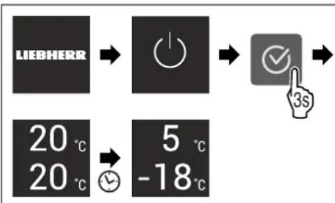 LIEBHERR CNa 5713 - Zapněte spotřebič přes displej Touch: - 1