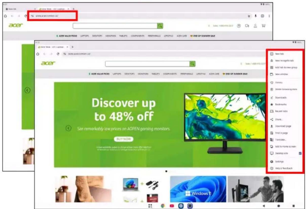 ACER Iconia X14 - Používání prohlížeče - 1