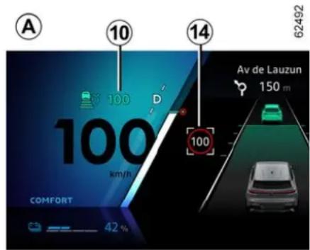 RENAULT Espace (2026) - Aktivace regulátoru rychlosti s rozpoznáváním značek omezení rychlosti (zobrazení A) - 1