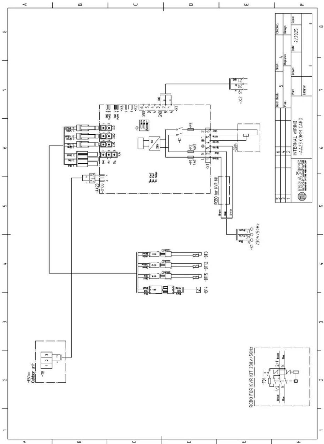 A -EB7xx Outdoor unit -TB 1 2 3 - - -BP4 -BT15 -BT12 -BT3 -BA23 -X100 -AA23 1 2 3 4 5 6 7 8 A B C D E F RCBO FOR KVR KIT 230V/50Hz -FB1 Brown 1/2 Blue N 2/1 Brown N Blue -OB100 -OB101 -OB102 -OB103 -OB104 -OB105 -OB106 -OB107 -OB108 -OB109 -OB110 -OB111 -OB112 -OB113 -OB114 -OB115 -OB116 -OB117 -OB1…