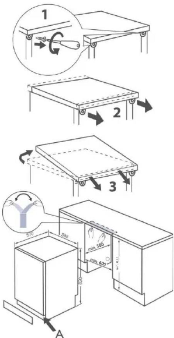 CANDY CFP 4D9F0W-80 - Instalace pod pracovní desku - 1