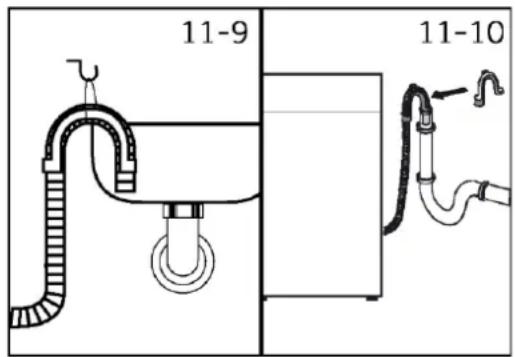 HAIER HW70-BP14357TU1 - Връзка на дренажния маркуч към мивката - 1