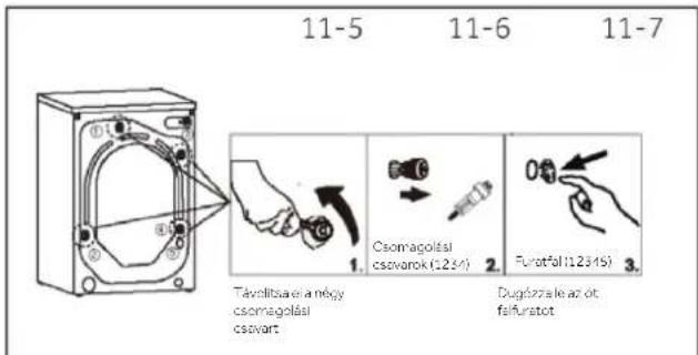 11-5 11-6 11-7 Tavolitosa ei a nagy csomagolási cszvart Csomagolási cszvanok (1234) Furotál (12345) Dugózzás le az ot falfrustot