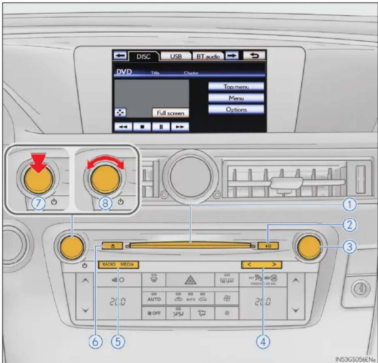 LEXUS GS 250 (2013) - Používání přehrávače CD/DVD - 1