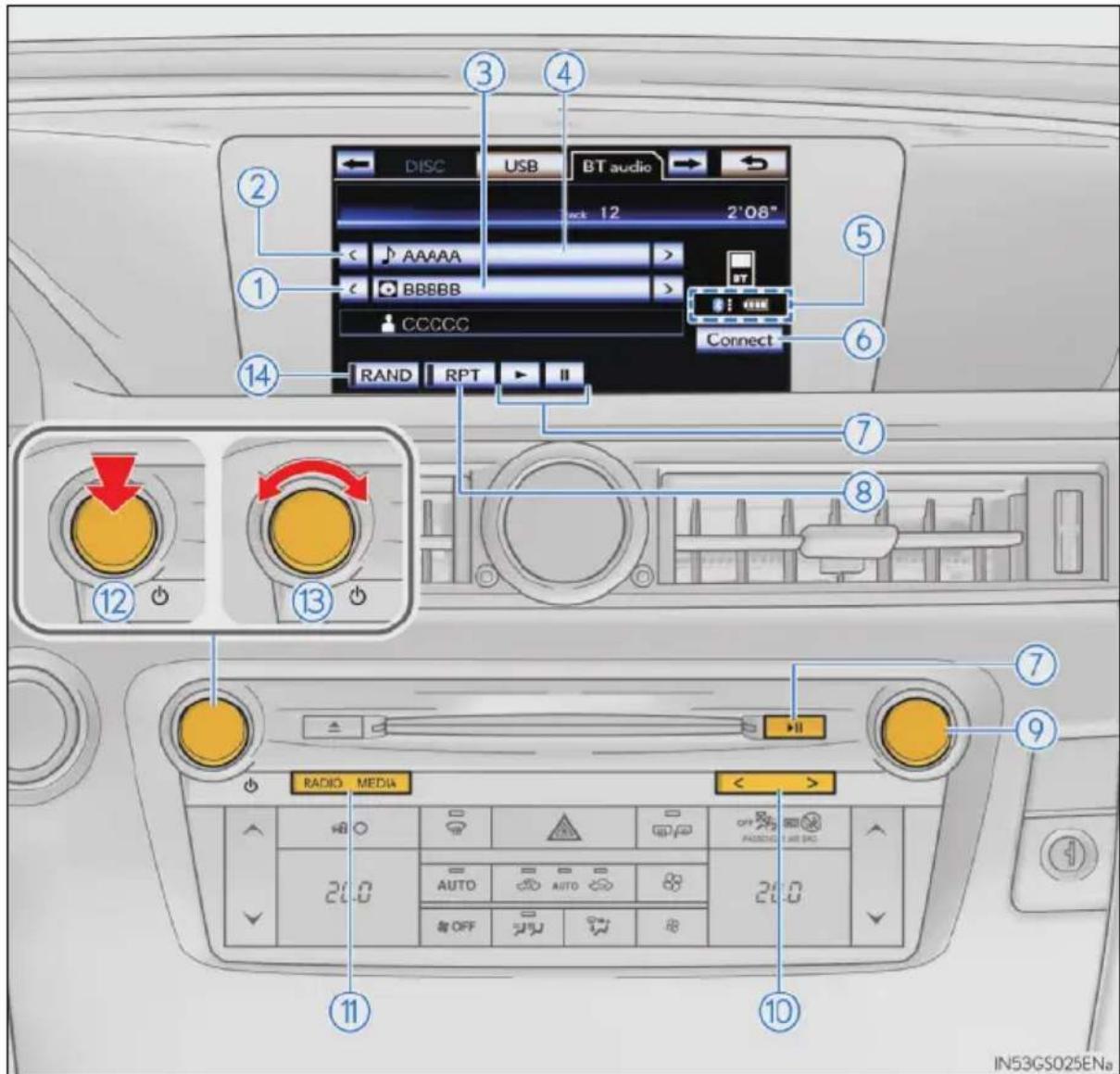 LEXUS GS 250 (2013) - Poslech Bluetooth® audio - 1