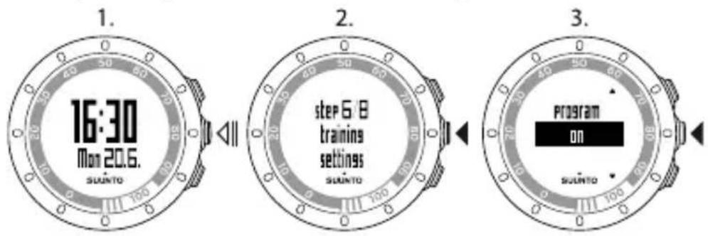1. 16:30 Mon 20.6. SUNTO 2. step 6/8 trainins settings SUNTO 3. PROGRAM ON SUNTO
