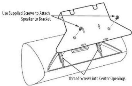 Use Supplied Screws to Attach Speaker to Bracket Thread Screws into Center Openings