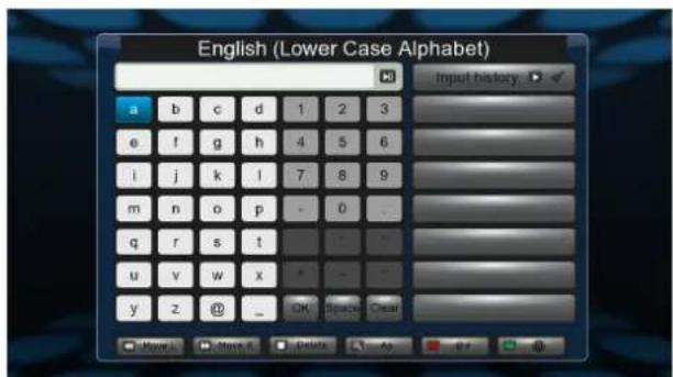 English (Lower Case Alphabet) Input history a b c d 1 2 3 e f g h 4 5 6 i j k l 7 8 9 m n o p - 0 q r s t u v w x * - - y z @ - OK Space Clear More A Begin As F