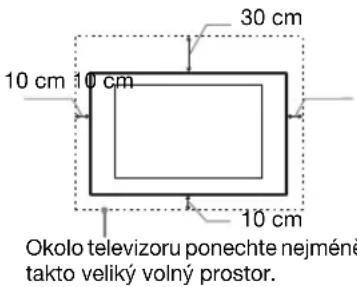 30 cm 10 cm 10 cm 10 cm Okolo televizoru ponechte nejméně takto veliký volný prostor.