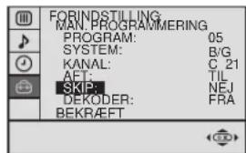 SONY KV-25FX20E - Udeladelse af programstillinger - 6