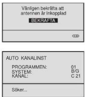 SONY KV-25FX20E - Automatisk inställning av TV:n med hjälp av dess knappar - 6