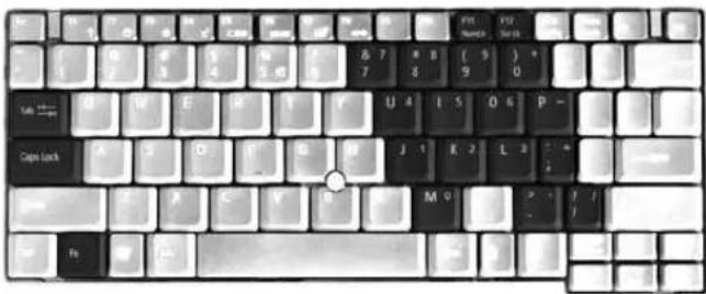 Black and white image of a standard computer keyboard with visible key labels such as Open, Close, and Open Lock.