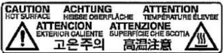 CAUTION HOT SURFACE ACHTUNG HEBISSE OBERFLÄCHE ATTENTION TEMPERATURE ELEVEE ATTENCION EXTERIOR GALIENTE 高溫注意 ATTENZIONE SUPERFICIE CHE SCOTIA