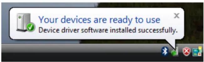 Your devices are ready to use Device driver software installed successfully.