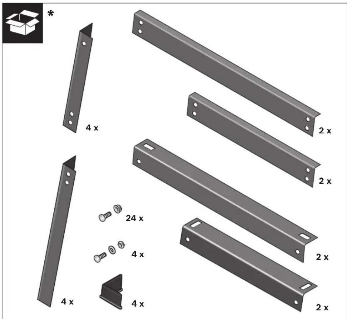 Technical diagram showing metal bracket assembly with 2x and 4x dimensions and component details