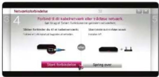 Netverksforbindelse Forbind 10 dit kabelnetvark eller träckse netvark. Akt drug or Zofert fuktionskenter gettens netvarket. Södne forbindler du 61 et kabelnetvark) Forbind 1.45 kabel of logpapiere of infelden Start forbindelse Spring over