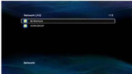 Network (All) 1 / 2 My Shortcuts WORKGROUP Network/