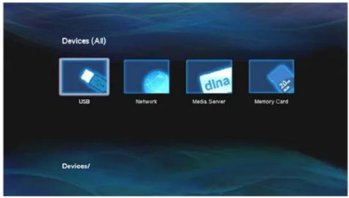 Devices (All) USB Network dina Media Server Memory Card Devices/