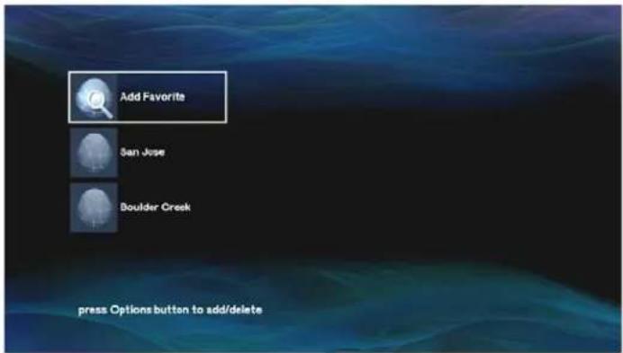 Add Favorite San Jose Boulder Creek press Options button to add/delete