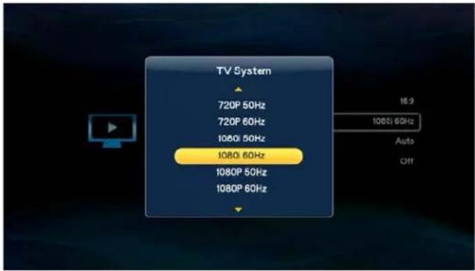 TV System 720P 50Hz 720P 60Hz 1080I 50Hz 1080I 60Hz 1080P 50Hz 1080P 60Hz 16.9 1080I 60Hz Auto Off