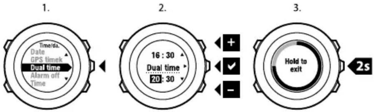 SUUNTO Ambit 2.0 - Dual time (dubbele tijd) instellen - 1