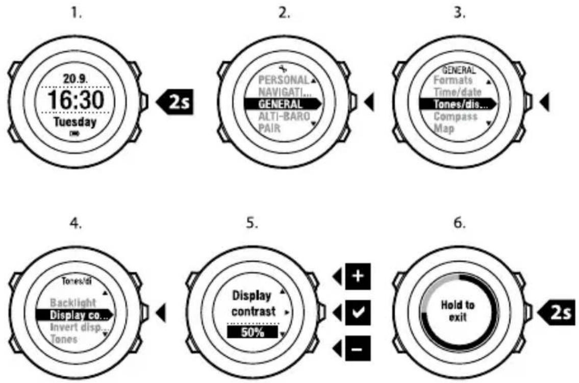 SUUNTO Ambit 2.0 - Scherm contrast aanpassen - 1