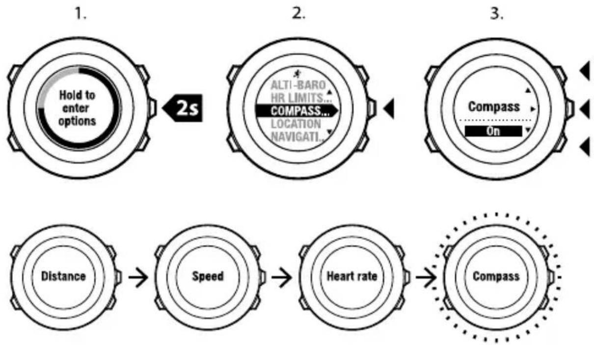 SUUNTO Ambit 2.0 - Kompas gebruiken tijdens de training - 1