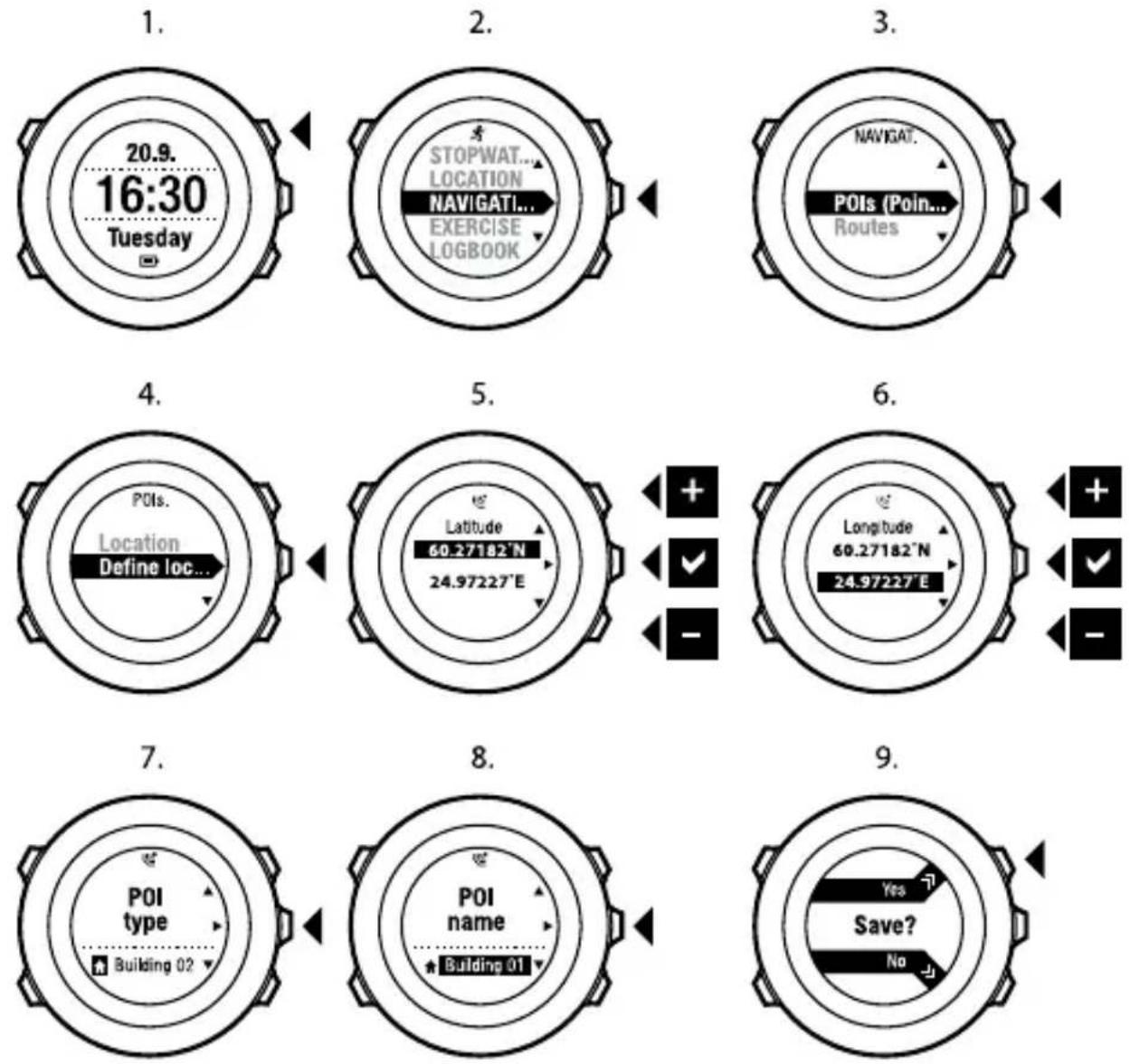SUUNTO Ambit 2.0 - Coördinaten van point of interest (POI) handmatig toevoegen - 2