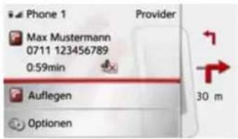 Phone 1 Max Mustermann 0711 123456789 0:59min Auflegen Optionen Provider 30 m