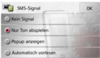 SMS-Signal Kein Signal Nur Ton abspielen Popup anzeigen Automatisch vorlesen