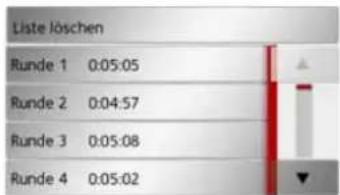 Liste löschen Runde 1 0:05:05 Runde 2 0:04:57 Runde 3 0:05:08 Runde 4 0:05:02