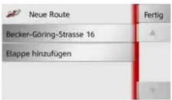 Neue Route Becker-Göring-Strasse 16 Elappe hinzufügen Fertig