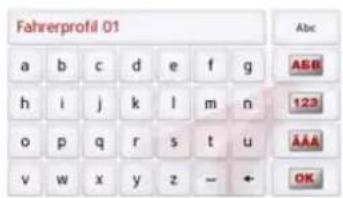 Fahrerprofil 01 a b c d e f g h i j k l m n o p q r s t u v w x y z - ← AEB 123 AAA OK